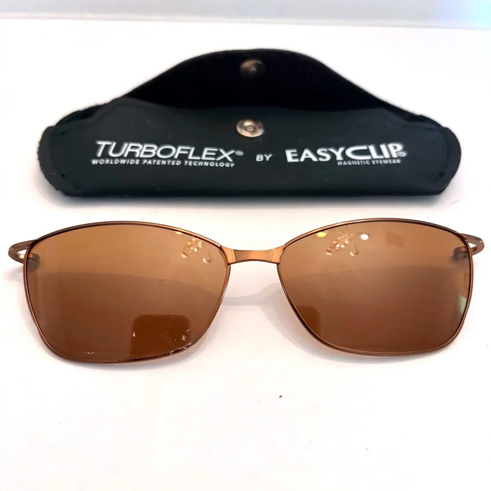 TurboFlex by EasyClip Magnetic Clip On Sunglasses Bronze Brown Lens TK1073 10